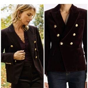 NWT A.L.C. Rich Brown Velvet Blazer with Gold Buttons